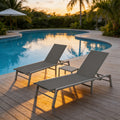 kozyard Outdoor Chaise Lounge Chair, Single Patio Recliner for Poolside & Backyard, 6-Level Adjustable Backrest, Rust-Proof Aluminum Frame, Breathable Quick-Dry Textilene Fabric, No Assembly Required
