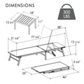 Kozyard Foldable Metal Bed Frame & Stool Dimensions: 300 lbs weight capacity, includes bed (77 3/8" L x 21 5/8" W) & stool (18" L x 12 3/4" H) measurements; foldable design (46" x 25" x 3 3/8" folded), sturdy metal construction for versatile portable seating/bedding.
