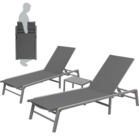 kozyard Outdoor Chaise Lounge Chair, Single Patio Recliner for Poolside & Backyard, 6-Level Adjustable Backrest, Rust-Proof Aluminum Frame, Breathable Quick-Dry Textilene Fabric, No Assembly Required
