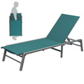 Foldable Teal Lounge Chair
alt text：A teal - colored foldable lounge chair, demonstrating its stackable feature for easy storage and portability. Keywords: foldable lounge chair, teal, stackable
