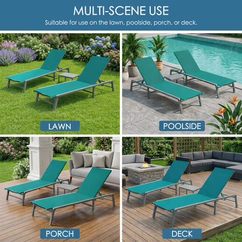 kozyard Versatile Outdoor Chaise Lounge, Ideal for Lawn, Poolside, Porch & Deck, 6-Level Adjustable Backrest, Rust-Proof Aluminum Frame, Foldable Design, Durable All-Weather Fabric
