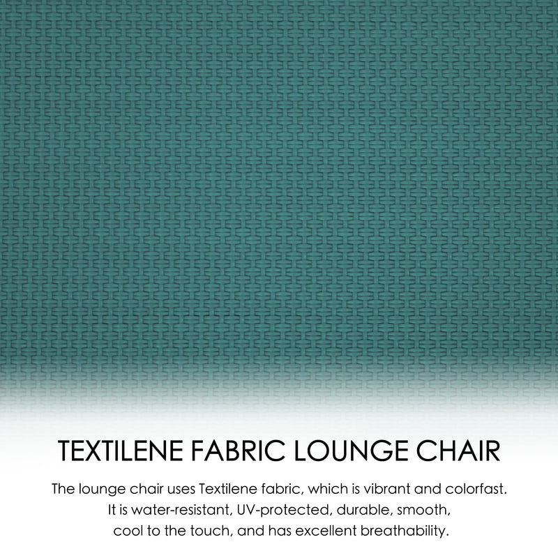Advantages of Textilene Fabric in Lounge Chairs
alt text：An image highlighting the texture of Textilene fabric used in lounge chairs, with information about its vibrant color, water - resistance, UV - protection, durability, smoothness, cool touch, and breathability. Keywords: Textilene fabric, lounge chair, outdoor furniture features