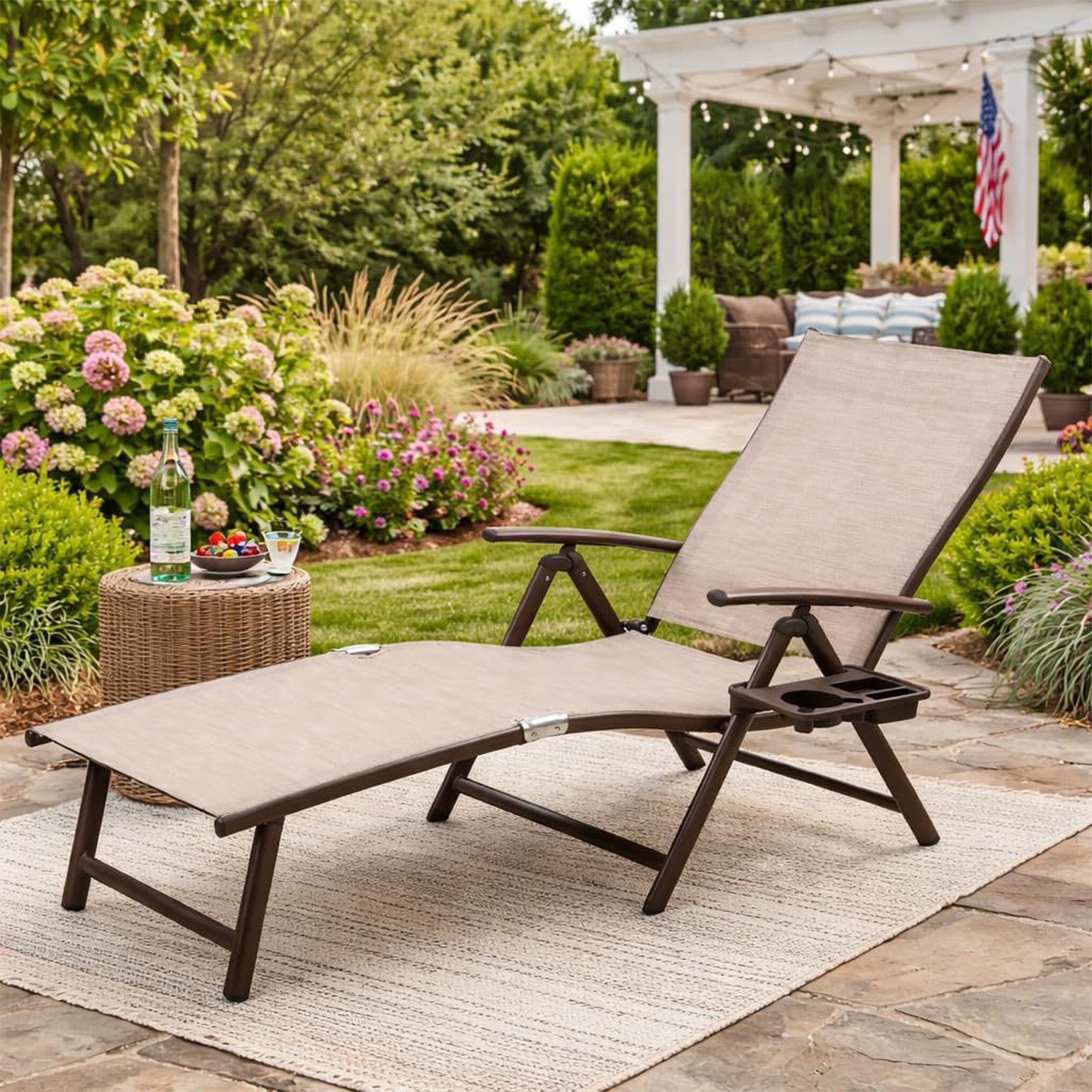 Kozyard Aluminum Outdoor Chaise Lounge Chair, Adjustable Reclining