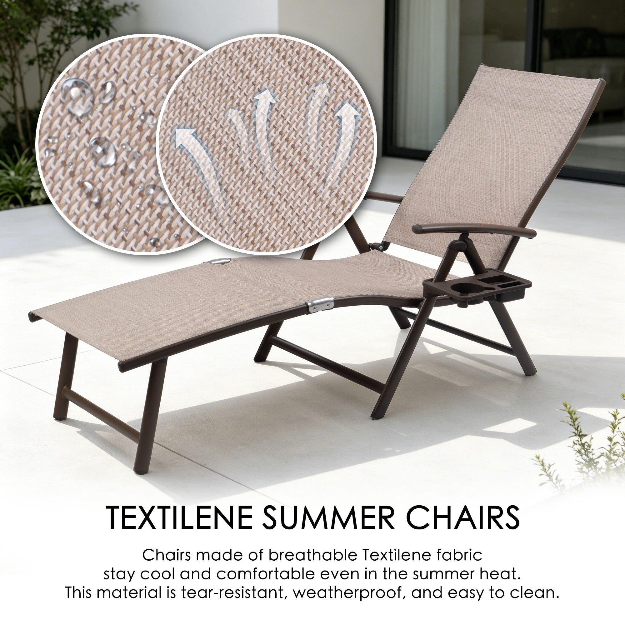 Kozyard Aluminum Outdoor Chaise Lounge Chair, Adjustable Reclining