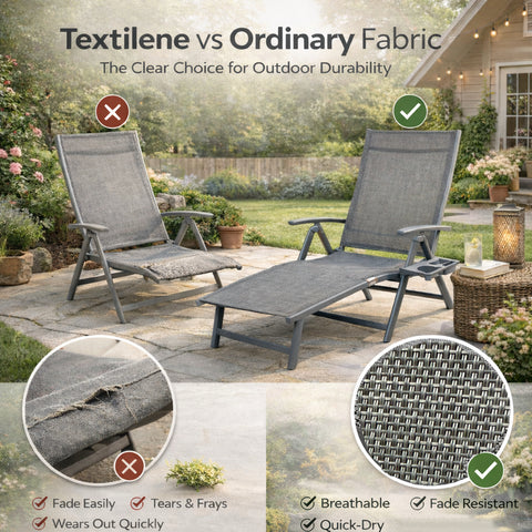 Kozyard Textilene Outdoor Chaise Lounge – Breathable, Fade-Resistant, Quick-Dry Patio Folding Chair (vs Ordinary Fabric) with Weatherproof Aluminum Frame; Durable Outdoor Furniture
