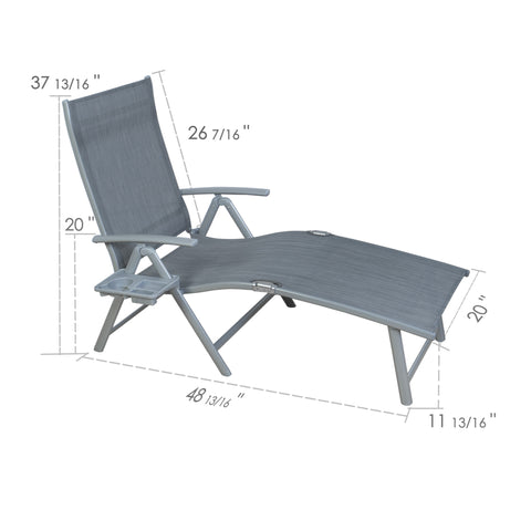 Kozyard Outdoor Chaise Lounge Chair (48 13/16” Length) – Foldable Patio Furniture with Textilene Fabric & Weather-Resistant Aluminum Frame; Space-Saving, Durable Relaxation Chair
