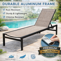 Kozyard outdoor chaise lounge - built with premium aluminum frame that’s rust-resistant, lightweight yet sturdy (enhanced by superb welding), paired with durable fabric for reliable outdoor furniture.
