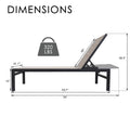 Kozyard Adjustable Outdoor Chaise Lounge Dimensions: 320 lbs weight capacity, 76" L metal-frame lounge with reclining backrest; durable textilene fabric, sturdy metal construction ideal for outdoor patio, deck, or poolside seating.
