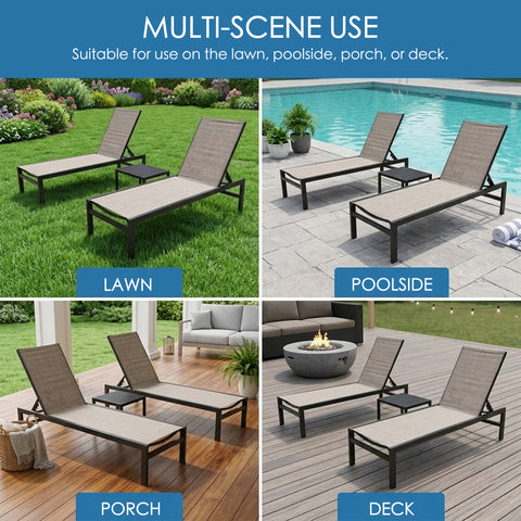kozyard Versatile Outdoor Chaise Lounge, Multi-Scene Use for Lawn, Poolside, Porch & Deck, Adjustable Backrest, Textilene Fabric & Aluminum Frame, All-Weather Patio Furniture
