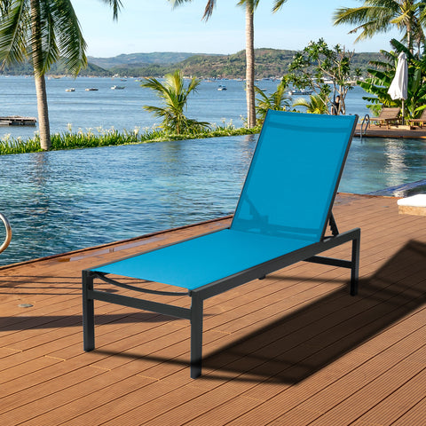 Kozyard Outdoor Chaise Lounge, Aluminum Frame and Textilene Fabric 5 Adjustable Backrest
