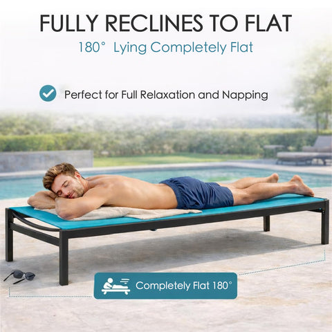 kozyard Outdoor Chaise Lounge, Fully Reclines to 180° Flat, Perfect for Napping & Full Relaxation, Textilene Fabric & Sturdy Aluminum Frame, Poolside Patio Recliner
