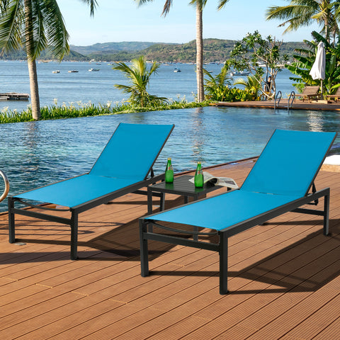Kozyard Outdoor Chaise Lounge, Aluminum Frame and Textilene Fabric 5 Adjustable Backrest