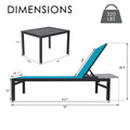 Kozyard Outdoor Chaise Lounge & Side Table Dimensions: 320 lbs weight capacity, metal-frame lounge (76" L) with adjustable recline, plus 20" x 16.5" side table; durable textilene fabric & sturdy metal construction for patio/poolside relaxation.
