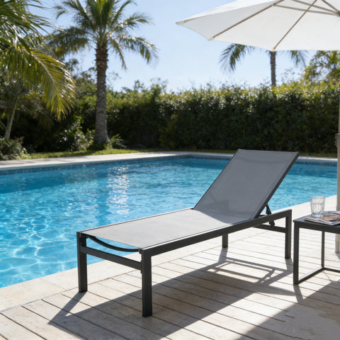 Kozyard outdoor chaise lounge - patio relaxation furniture designed for backyard comfort, featuring adjustable recline, durable textilene fabric, and sturdy aluminum frame, ideal for outdoor living spaces.
