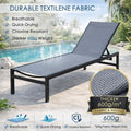 kozyard Outdoor Chaise Lounge, 600g Thicker Textilene Fabric, Breathable Quick-Drying Chlorine-Resistant Patio Recliner, Adjustable Backrest, Aluminum Frame for Poolside Use
