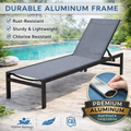 Kozyard outdoor chaise lounge - built with premium aluminum frame that’s rust-resistant, lightweight yet sturdy (enhanced by superb welding), paired with durable fabric for reliable outdoor furniture.
