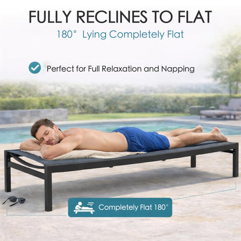 kozyard Outdoor Chaise Lounge, Fully Reclines to 180° Flat, Perfect for Napping & Full Relaxation, Textilene Fabric & Sturdy Aluminum Frame, Poolside Patio Recliner
