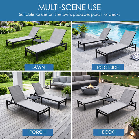 kozyard Versatile Outdoor Chaise Lounge, Multi-Scene Use for Lawn, Poolside, Porch & Deck, Adjustable Backrest, Textilene Fabric & Aluminum Frame, All-Weather Patio Furniture
