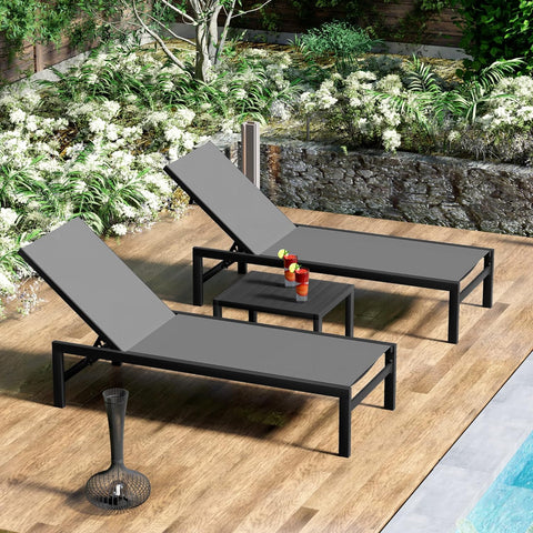Kozyard Outdoor Chaise Lounge, Aluminum Frame and Textilene Fabric 5 Adjustable Backrest