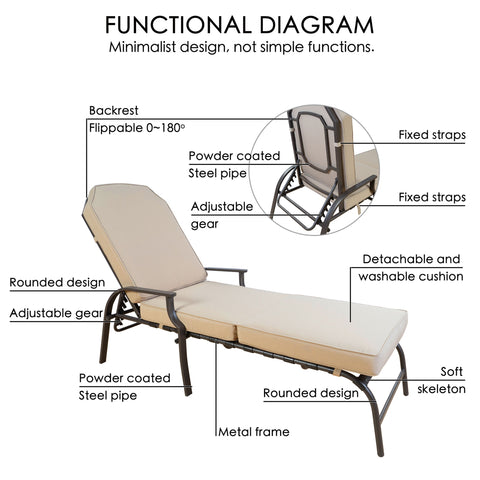 Kozyard Maya Chaise Lounge - Outdoor Patio Recliner Chair, Comfortable Patio Lounge Chair, Elegant Chaise Lounge Chair for Relaxation, Perfect Outdoor Recliner Chair