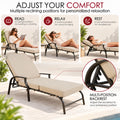 Kozyard adjustable outdoor chaise lounge chair offers multiple reclining positions for personalized comfort, from upright seating for reading and conversation to reclined lounging and restful relaxation. The multi-position backrest, thick cushioned surface, supportive armrests and sturdy frame make this patio recliner ideal for poolside, backyard, deck, balcony and garden outdoor living.