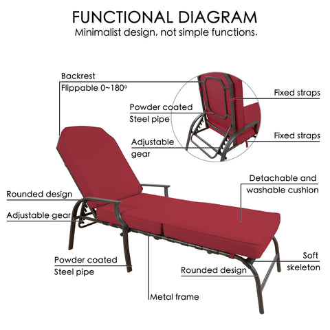 Kozyard Maya Chaise Lounge - Outdoor Patio Recliner Chair, Comfortable Patio Lounge Chair, Elegant Chaise Lounge Chair for Relaxation, Perfect Outdoor Recliner Chair