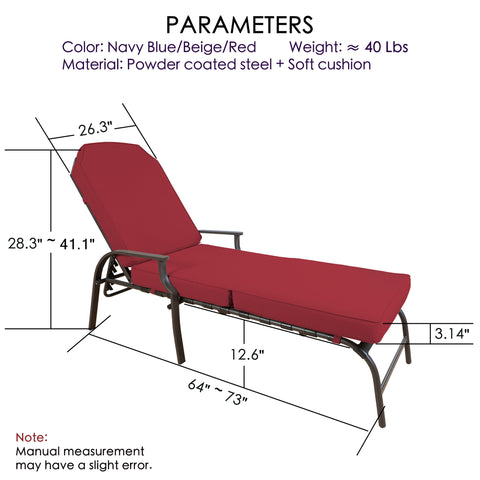 Kozyard Maya Chaise Lounge - Outdoor Patio Recliner Chair, Comfortable Patio Lounge Chair, Elegant Chaise Lounge Chair for Relaxation, Perfect Outdoor Recliner Chair