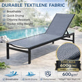 Kozyard outdoor chaise lounge - constructed with durable 600g textilene fabric that’s breathable, quick-drying & chlorine-resistant, paired with a sturdy frame, ideal for long-lasting outdoor use.
