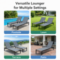 Kozyard versatile outdoor chaise lounge - suitable for multiple settings (poolside, lawn, terrace, patio), offering adjustable recline, made with durable textilene fabric and lightweight aluminum frame.
