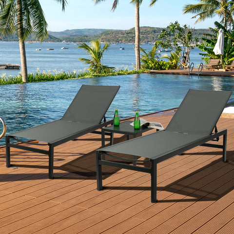 Kozyard Outdoor Chaise Lounge, Aluminum Frame and Textilene Fabric 5 Adjustable Backrest
