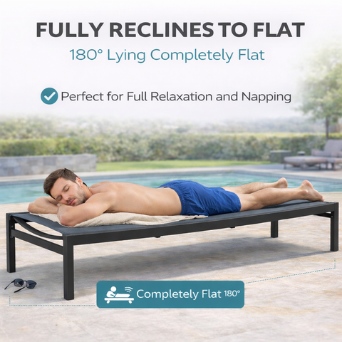 Kozyard Outdoor Chaise Lounge, Aluminum Frame and Textilene Fabric 5 Adjustable Backrest