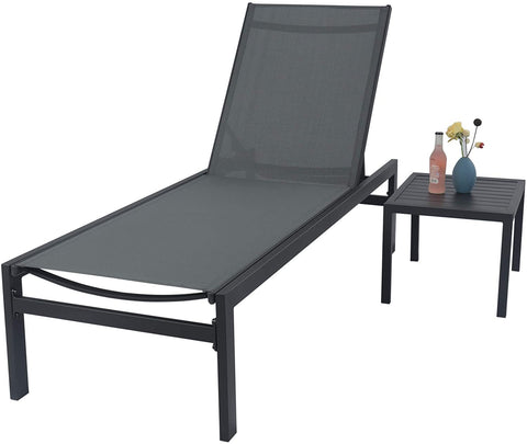 Kozyard Outdoor Chaise Lounge, Aluminum Frame and Textilene Fabric 5 Adjustable Backrest