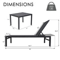 Kozyard Outdoor Chaise Lounge & Side Table Dimensions: 320 lbs weight capacity, metal-frame lounge (76" L) with adjustable recline, plus 20" x 16.5" side table; durable textilene fabric & sturdy metal construction for patio/poolside relaxation.

