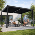 Kozyard adjustable louvered pergola, outdoor patio shelter for gatherings, durable aluminum frame, provides customizable shade and weather protection for socializing
