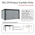 Kozyard 10'x12' Outdoor Pergola Privacy Curtain, Waterproof Polyester Fabric, Windproof & Dustproof Patio Gazebo Side Curtains with Adjustable Tiebacks for Backyard Dining & Entertaining
