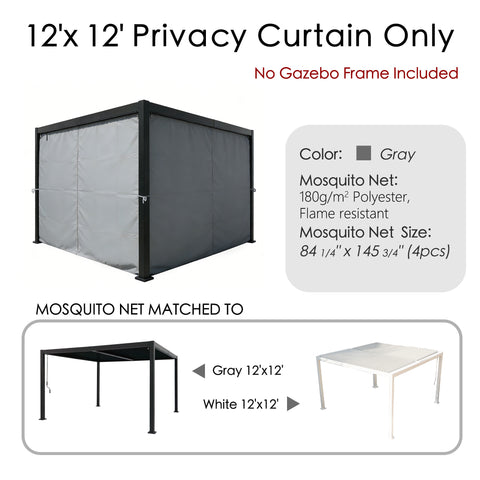Kozyard 12'x12' Outdoor Pergola Privacy Curtain, Waterproof Polyester Fabric, Windproof & Dustproof Patio Gazebo Side Curtains with Adjustable Tiebacks for Backyard Dining & Entertaining
