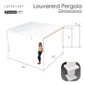 Kozyard 12x14 Louvered Pergola - 12'x14' Outdoor Shade: 7 packages, 7'-7.5' height, 4x4 aluminum columns (≥1.30mm thick) for spacious, durable patio, deck or backyard coverage.
