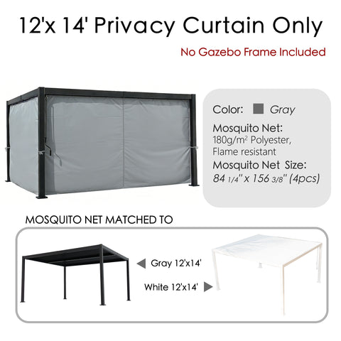 Kozyard 12'x14' Outdoor Pergola Privacy Curtain, Waterproof Polyester Fabric, Windproof & Dustproof Patio Gazebo Side Curtains with Adjustable Tiebacks for Backyard Dining & Entertaining
