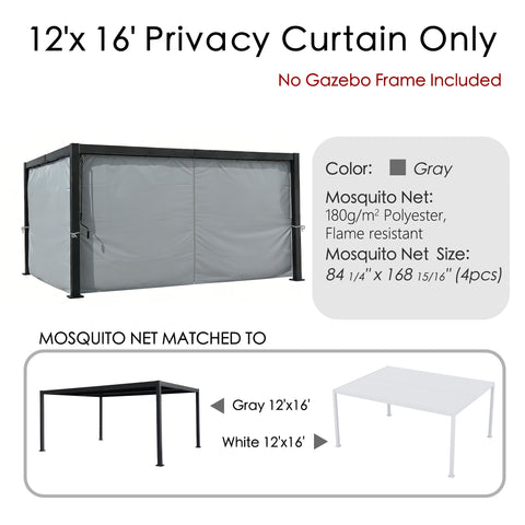 Kozyard 12'x16' Outdoor Pergola Privacy Curtain, Waterproof Polyester Fabric, Windproof & Dustproof Patio Gazebo Side Curtains with Adjustable Tiebacks for Backyard Dining & Entertaining
