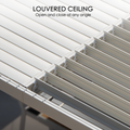 Close - up view of a louvered pergola ceiling. The white - colored louvers can be adjusted to open and close at any angle, providing flexibility in controlling sunlight and ventilation.Louvered Pergola Ceiling: Adjustable Louvers for Flexibility. louvered pergola, adjustable louvers, ceiling, sunlight control, ventilation.