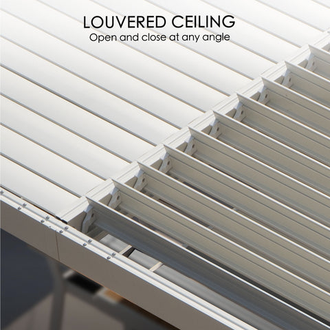 Kozyard Outdoor Louvered Pergola Sun Shade All-Weather Aluminum Packing Shelter with Drainage System and Adjustable Roof Waterproof for Outdoor Poolside Deck Patio Garden Yard