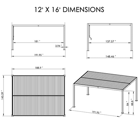 Kozyard Outdoor Louvered Pergola Sun Shade All-Weather Aluminum Packing Shelter with Drainage System and Adjustable Roof Waterproof for Outdoor Poolside Deck Patio Garden Yard