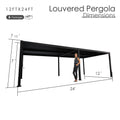 Kozyard 12x24 Louvered Pergola - 12'x24' Extra-Large Outdoor Shade: 8 packages, 7'-7.5' height, 4x4 thick aluminum columns (≥1.30mm) for large, durable patio, deck or backyard living spaces.
