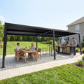 kozyard louvered pergola, adjustable outdoor patio shade, all aluminum construction, weatherproof pergola for backyard entertaining, outdoor grill station shelter, sturdy patio gazebo for deck, garden, outdoor living space

