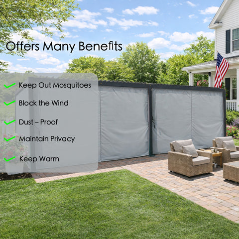 Kozyard Pergola Privacy Curtain, Heavy-Duty Polyester Fabric, Multi-Benefit Outdoor Gazebo Side Curtains: Mosquito-Repellent, Windproof, Dustproof, Privacy-Enhancing & Insulating

