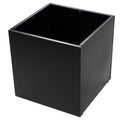 A sleek black cube - shaped metal planter, crafted from steel. Its minimalist design makes it an ideal choice for both indoor and outdoor spaces to showcase flowers or plants. Black Cube Metal Planter - Steel Construction. cube metal planter, steel planter box, black steel flower pot.