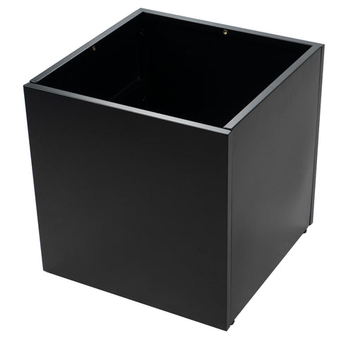 A sleek black cube - shaped metal planter, crafted from steel. Its minimalist design makes it an ideal choice for both indoor and outdoor spaces to showcase flowers or plants. Black Cube Metal Planter - Steel Construction. cube metal planter, steel planter box, black steel flower pot.