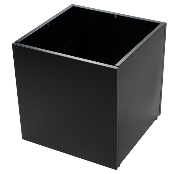 Kozyard 20''Cube Metal Planter Steel Planter Box Black Steel Flower Pot Heavy Duty Planter with Saucer Partition Panel for Trees Plants Flowers Indoor Outdoor Garden Patio Deck Yard