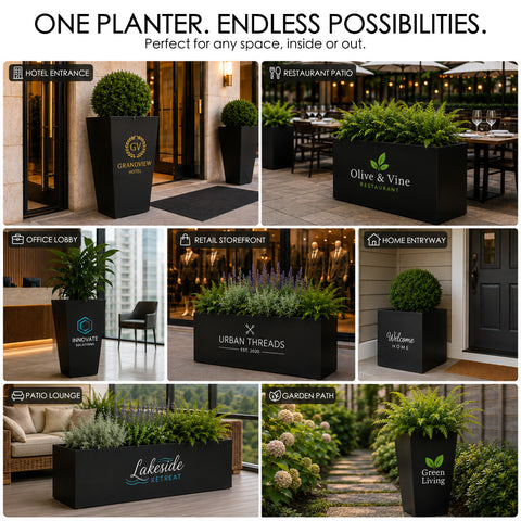 Kozyard Customizable Metal Planter Box – Personalized Steel Flower Pot for Patio, Garden, Yard, or Indoor Décor
