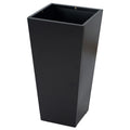 A tall, black metal taper planter, ideal for both indoor and outdoor use. Its sleek design makes it a great choice for showcasing flowers or plants, adding an elegant touch to any space. Tall Taper Black Metal Planter for Indoor and Outdoor Use. Tall taper planter, black metal, indoor - outdoor planters, flower plant pot